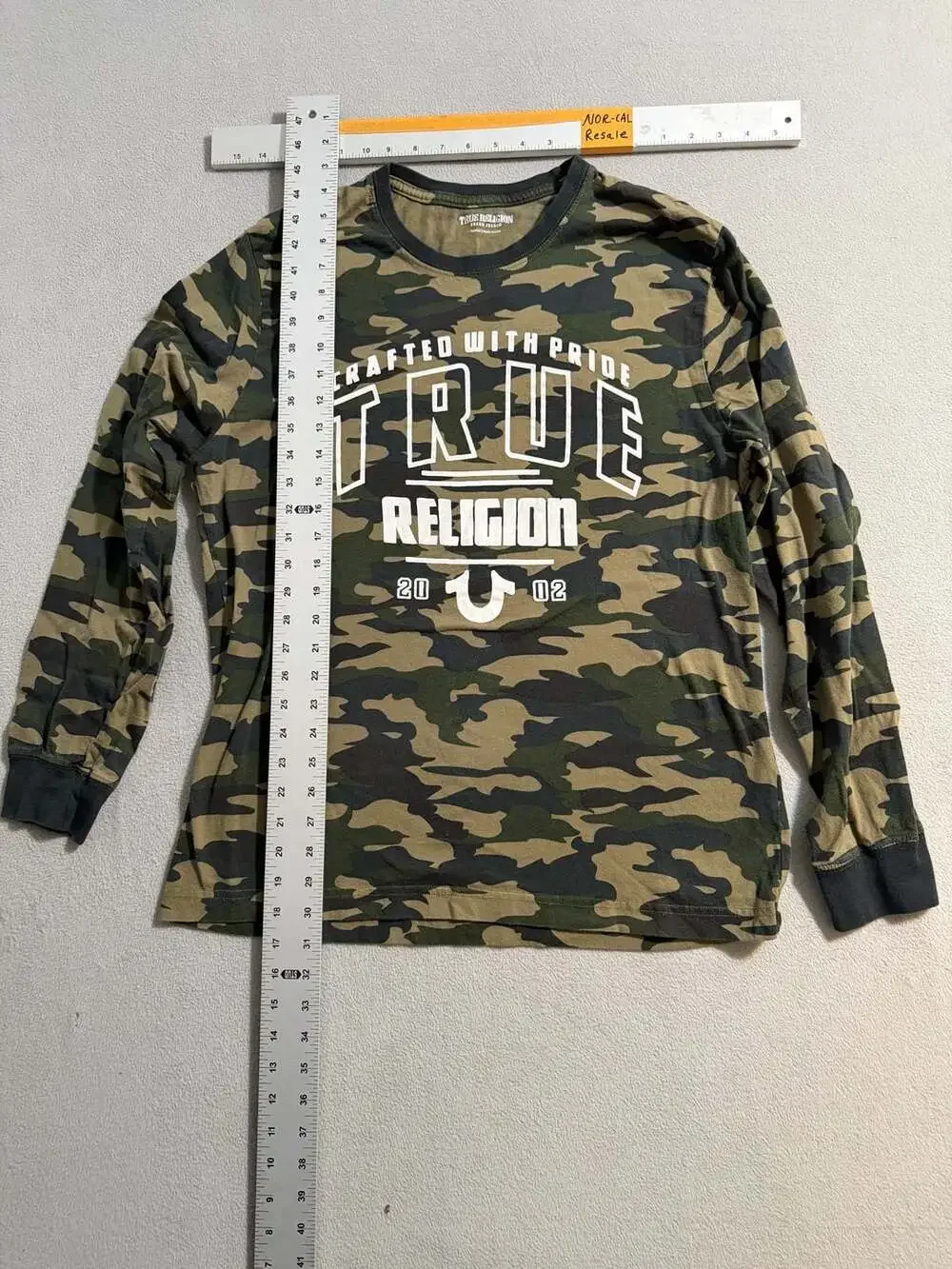 True Religion Crafted With Pride Camo Print Long Sleeve Crew Neck T-Shirt